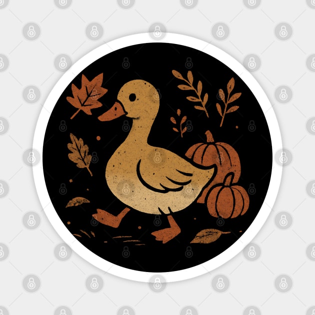 Cute Autumn Duck T-Shirt - Fall Harvest Duckling Graphic Tee Magnet by TurnEffect